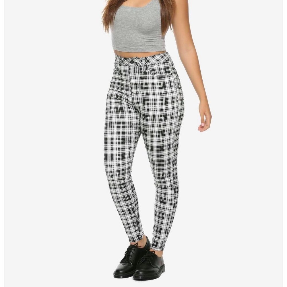 HT Denim Black & White Plaid Ultra Hi-Rise Jeggings